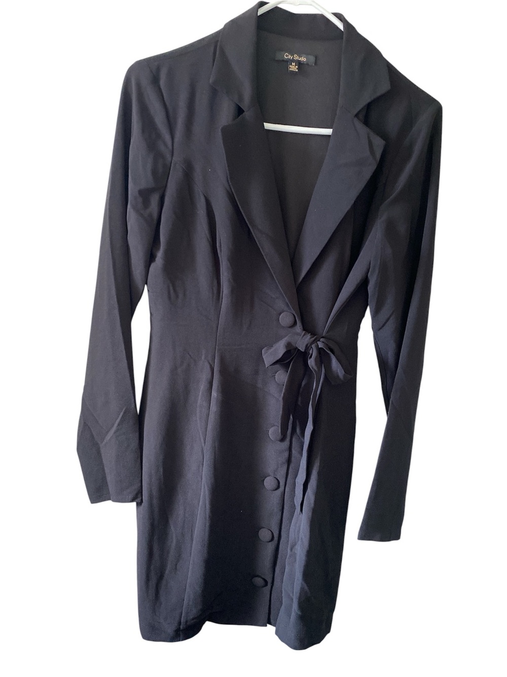 City Studio Black Button Front Wrap Dress